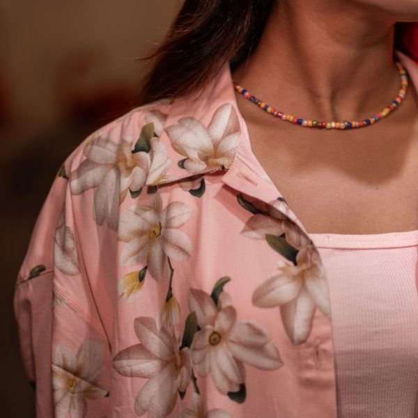 Pink Floral Linen shirt